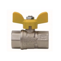 VALVOLA A SFERA PER GAS A PASSAGGIO TOTALE FIL FF CON FARFALLA 1/2" DN 15