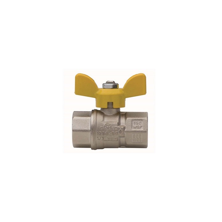 VALVOLA A SFERA PER GAS A PASSAGGIO TOTALE FIL FF CON FARFALLA 1/2" DN 15