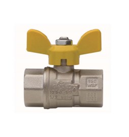 VALVOLA A SFERA PER GAS A PASSAGGIO TOTALE FIL FF CON FARFALLA 3/4" DN 20