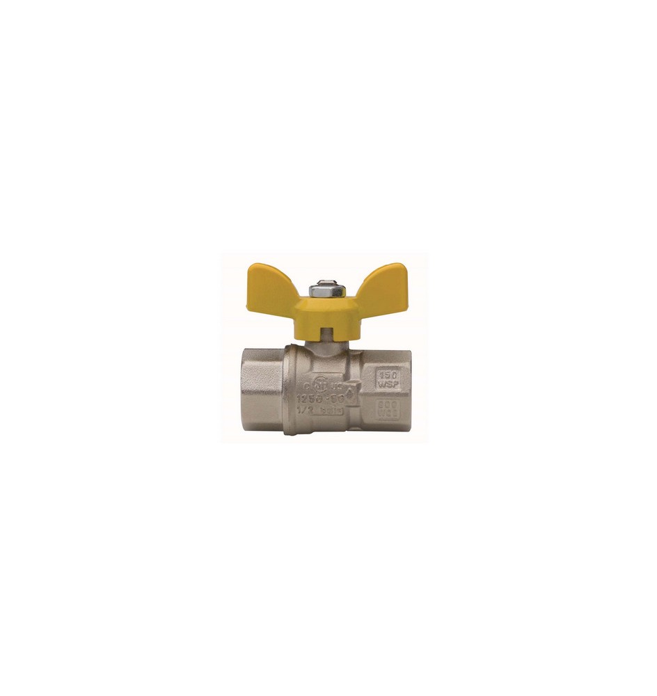 VALVOLA A SFERA PER GAS A PASSAGGIO TOTALE FIL FF CON FARFALLA 3/4" DN 20