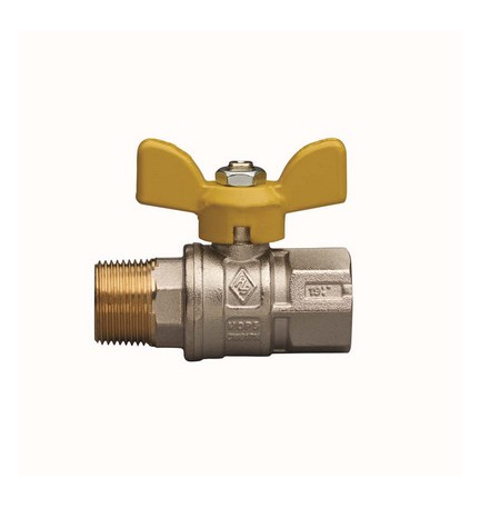 VALVOLA A SFERA PER GAS A PASSAGGIO TOTALE FIL. MF CON FARFALLA 3/4" DN 20