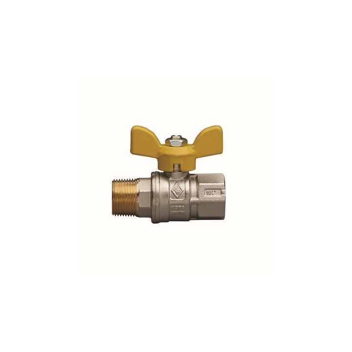 VALVOLA A SFERA PER GAS A PASSAGGIO TOTALE FIL. MF CON FARFALLA 3/4" DN 20