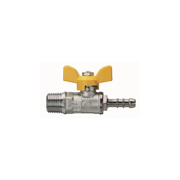 VALVOLA A SFERA PER GAS FIL. M CON PORTAGOMMA E FARFALLA IN ALLUMINIO 3/8" x 13 DN 10