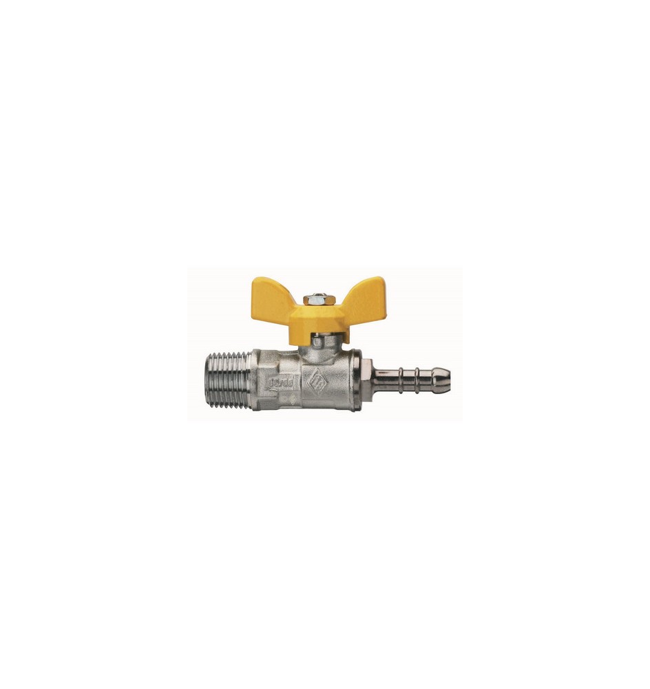 VALVOLA A SFERA PER GAS FIL. M CON PORTAGOMMA E FARFALLA IN ALLUMINIO 1/2" x 13 DN 15