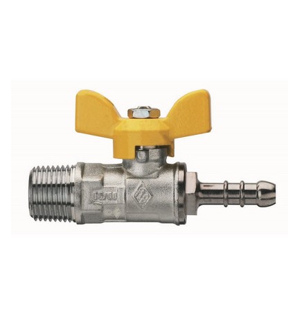 VALVOLA A SFERA PER GAS FIL. M CON PORTAGOMMA E FARFALLA IN ALLUMINIO 1/2" x 13 DN 15