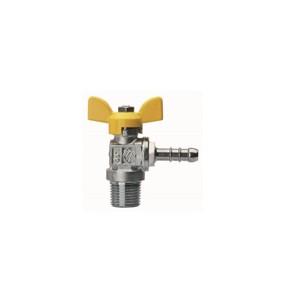 VALVOLA A SFERA PER GAS A SQUADRA FILETTATURA MASCHIO CON PORTAGOMMA 3/8" x 13 DN 10