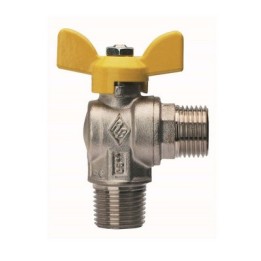 VALVOLA A SFERA PER GAS A SQUADRA, FIL. MASCHIO CON ATT. MASCHIO 1/2" x 1/2" DN 15
