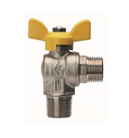 VALVOLA A SFERA PER GAS A SQUADRA, FIL. MASCHIO CON ATT. MASCHIO 1/2" x 1/2" DN 15