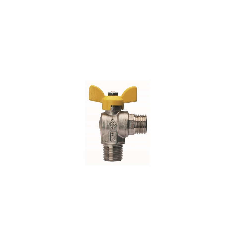 VALVOLA A SFERA PER GAS A SQUADRA, FIL. MASCHIO CON ATT. MASCHIO 1/2" x 1/2" DN 15
