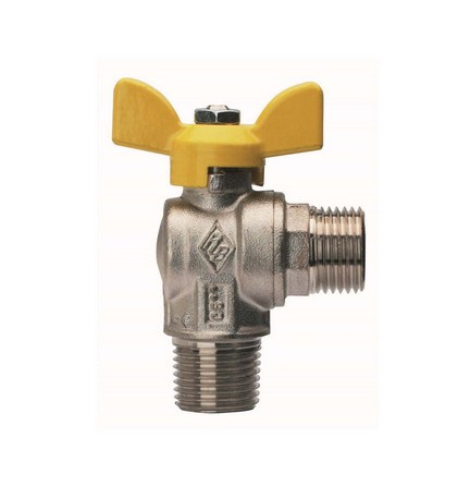 VALVOLA A SFERA PER GAS A SQUADRA, FIL. MASCHIO CON ATT. MASCHIO 1/2" x 1/2" DN 15