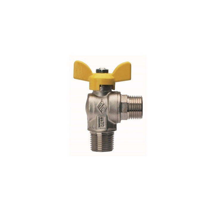 VALVOLA A SFERA PER GAS A SQUADRA, FIL. MASCHIO CON ATT. MASCHIO 1/2" x 1/2" DN 15