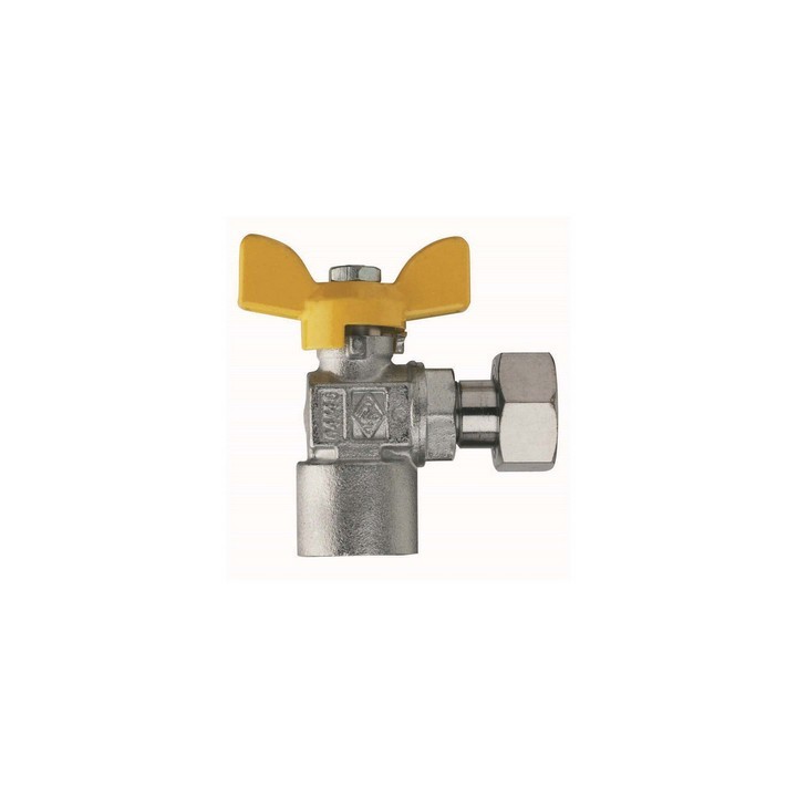 VALVOLA A SFERA PER GAS A SQUADRA FIL. FEMMINA CON GIRELLO 1/2" x 1/2" DN 15