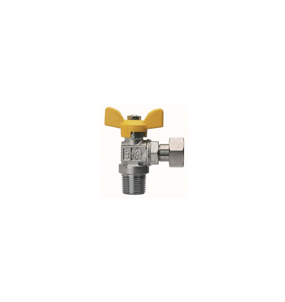 VALVOLA A SFERA PER GAS A SQUADRA FIL MASCHIO CON GIRELLO 1/2" x 1/2" DN 15