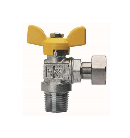 VALVOLA A SFERA PER GAS A SQUADRA FIL MASCHIO CON GIRELLO 1/2" x 1/2" DN 15