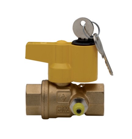 VALVOLA A SFERA PER GAS CON PUNTO PRESA PRESSIONE CON SERRATURA 1" DN 25