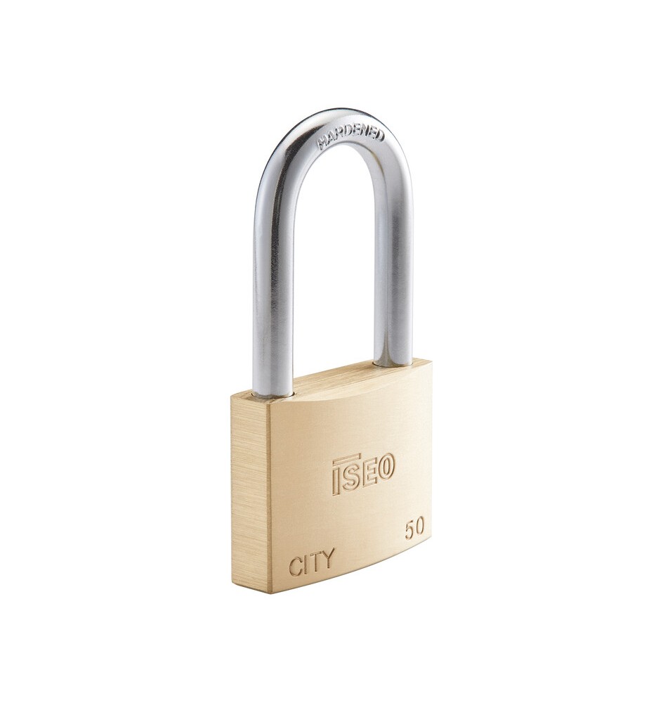 ISEO P700 LUCCHETTO CITY ARCO LUNGO 50MM OTTONE