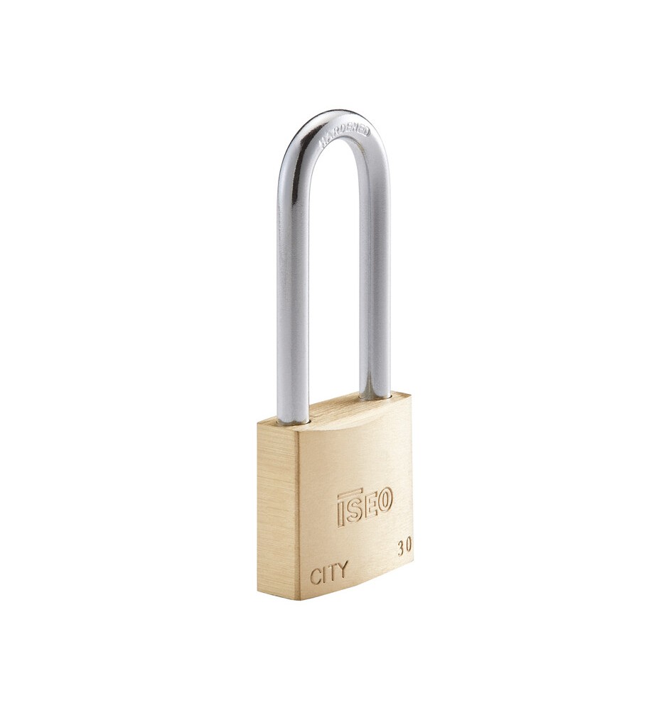 ISEO P700 LUCCHETTO CITY ARCO LUNGO 30MM OTTONE