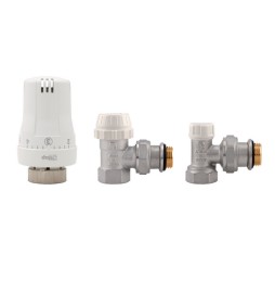 KIT VALVOLE TERMOSTATICHE AD ANGOLO FEMMINA 3/8"