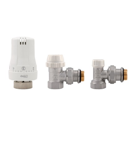 KIT VALVOLE TERMOSTATICHE AD ANGOLO FEMMINA 3/8"