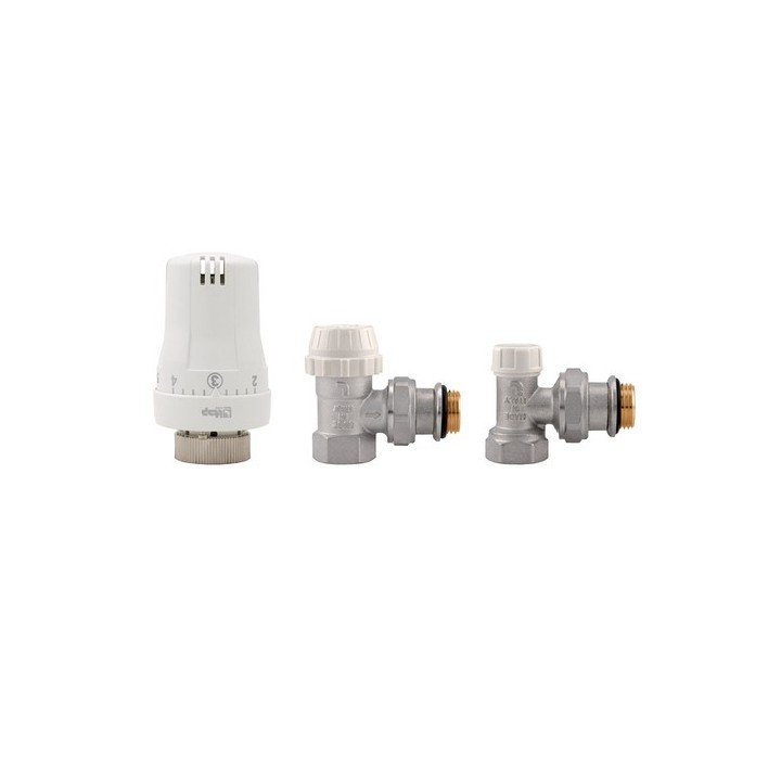 KIT VALVOLE TERMOSTATICHE AD ANGOLO FEMMINA 1/2"