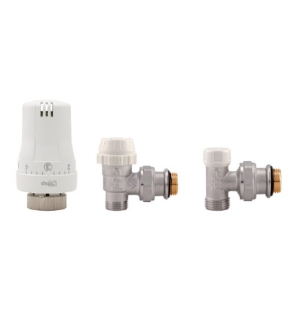 KIT VALVOLE TERMOSTATICHE AD ANGOLO MASCHIO 3/8"