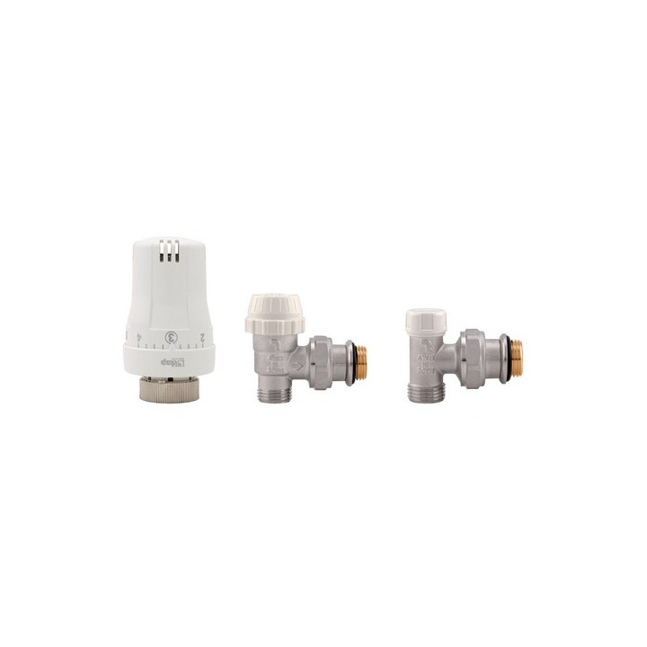 KIT VALVOLE TERMOSTATICHE AD ANGOLO MASCHIO 3/8"