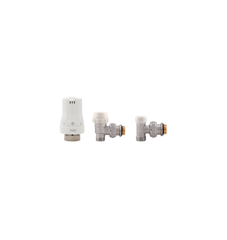 KIT VALVOLE TERMOSTATICHE AD ANGOLO MASCHIO 1/2"