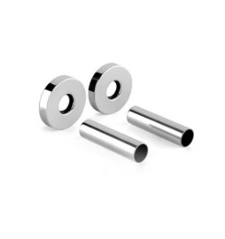 2 PZ ROSETTA OTTONE CROMATO CON TUBETTO Cromo D. 18X7