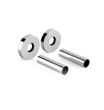 2 PZ ROSETTA OTTONE CROMATO CON TUBETTO Cromo D. 18X7
