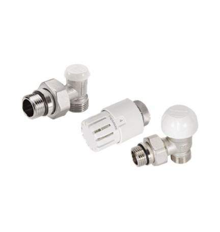 KIT VALVOLA TERMOSTATIZZABILE A SQUADRA TESTA TERMOSTATICA E DETENTORE 3/8" 24x19 fil (D.16)