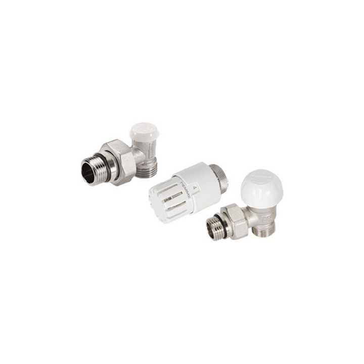 KIT VALVOLA TERMOSTATIZZABILE A SQUADRA TESTA TERMOSTATICA E DETENTORE 3/8" 24x19 fil (D.16)