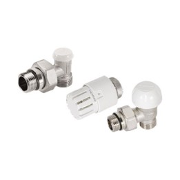 KIT VALVOLA TERMOSTATIZZABILE A SQUADRA TESTA TERMOSTATICA E DETENTORE 1/2" 24x19 fil (D.16)