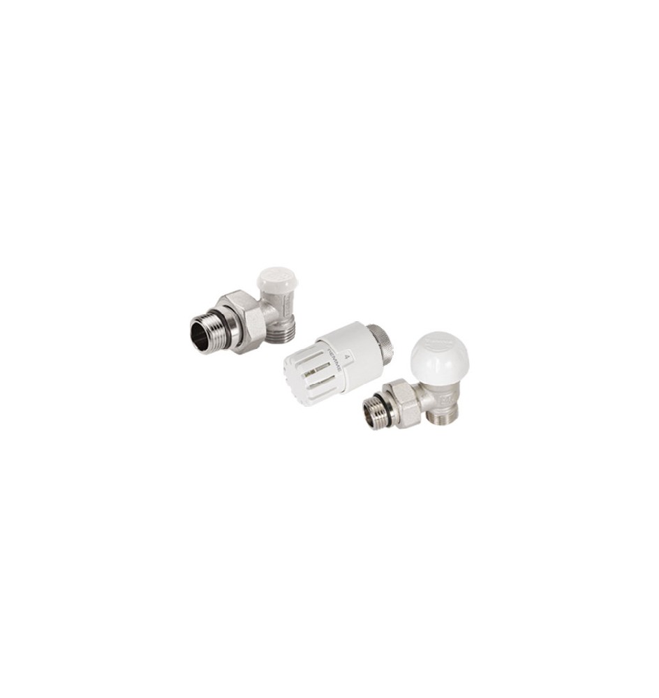 KIT VALVOLA TERMOSTATIZZABILE A SQUADRA TESTA TERMOSTATICA E DETENTORE 1/2" 24x19 fil (D.16)
