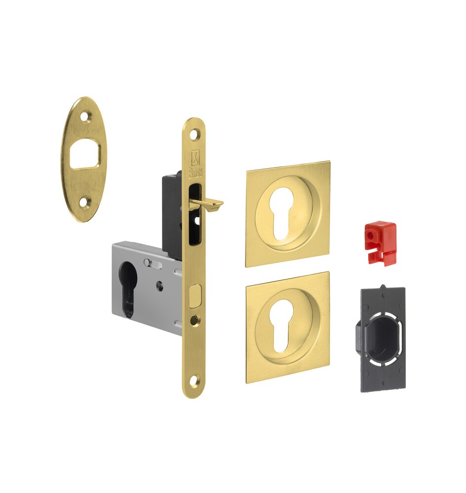 KIT MANIGLIE QUADRO PORTA SCORR C/CHIAVE EASY G500T ORO