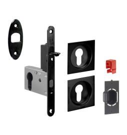 KIT MANIGLIE QUADRO PORTA SCORR C/CHIAVE EASY G500T NERO
