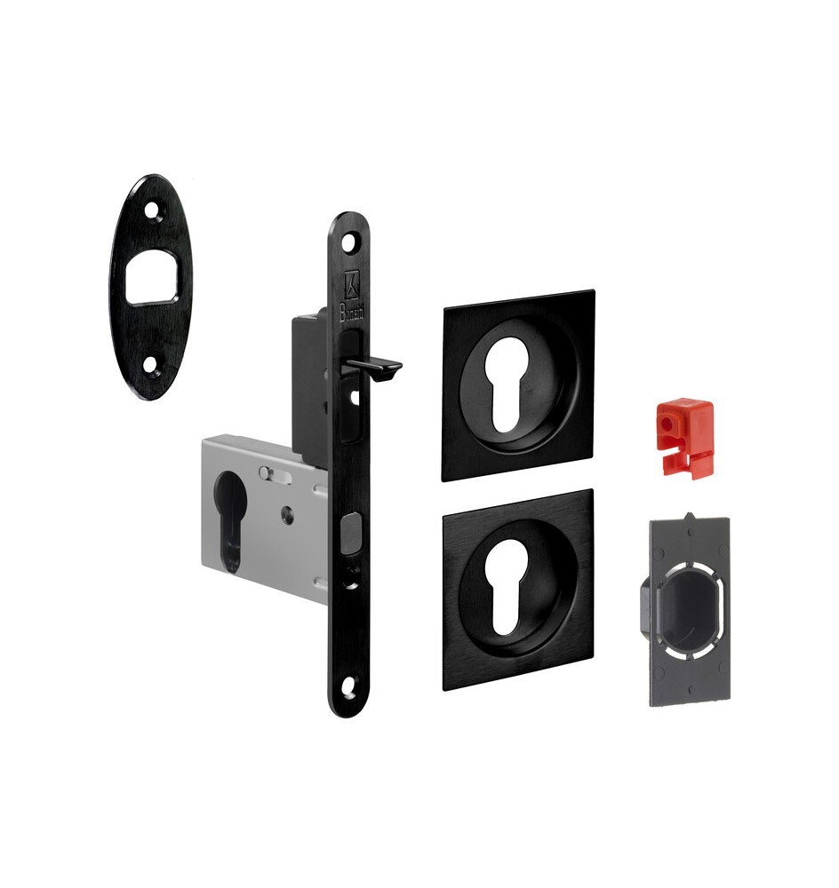 KIT MANIGLIE QUADRO PORTA SCORR C/CHIAVE EASY G500T NERO