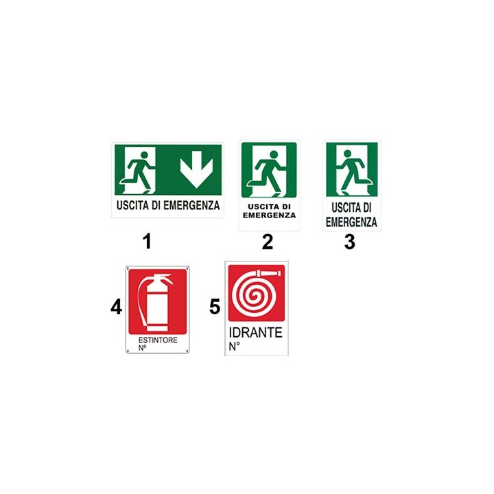 CARTELLO IN PLASTICA SEGNALATORI D'EMERGENZA 4 Estintore N°