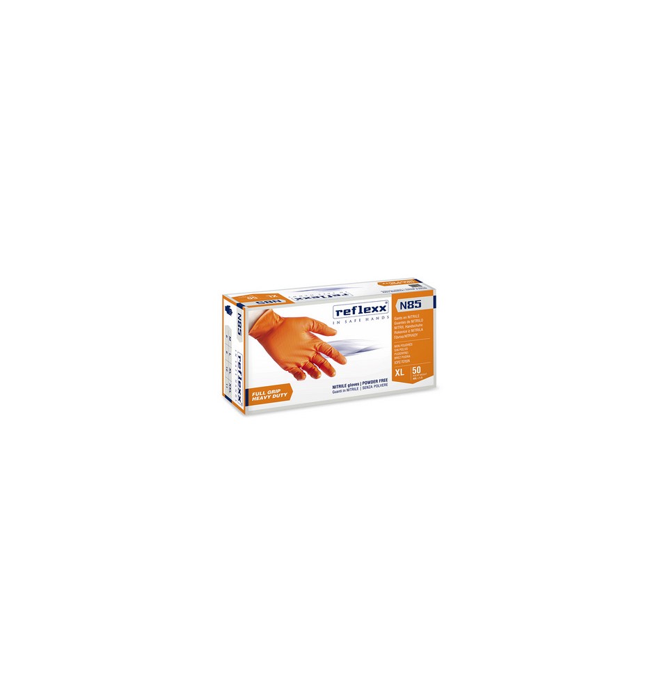 50 PZ GUANTI IN NITRILE FULL GRIP N85 Taglia L - Arancio