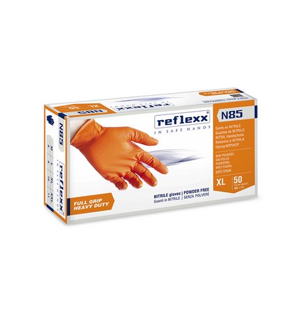 50 PZ GUANTI IN NITRILE FULL GRIP N85 Taglia L - Arancio