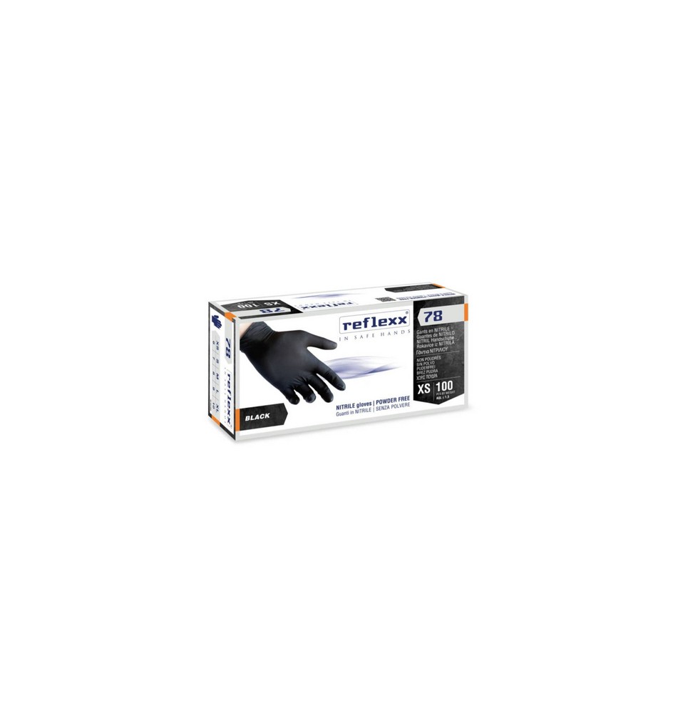 100 PZ GUANTI IN NITRILE NERO SENZA POLVERE R78 Taglia L
