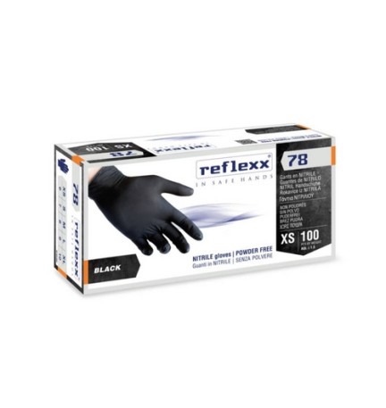 100 PZ GUANTI IN NITRILE NERO SENZA POLVERE R78 Taglia L