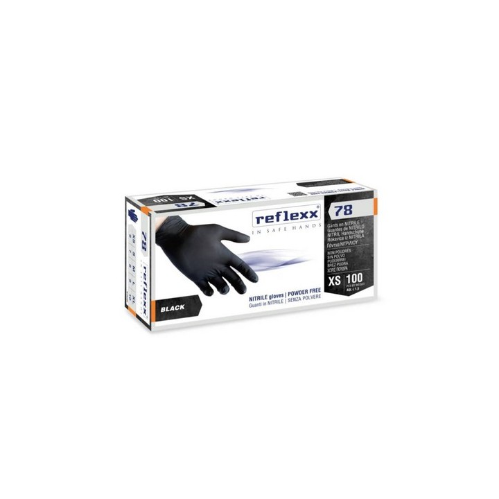 100 PZ GUANTI IN NITRILE NERO SENZA POLVERE R78 Taglia M