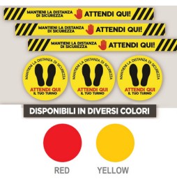 ADESIVI SEGNALETICA DA PAVIMENTO PER DISTANZA DI SICUREZZA Rettangolare Red cm 100x8
