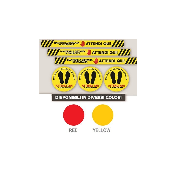 ADESIVI SEGNALETICA DA PAVIMENTO PER DISTANZA DI SICUREZZA Rettangolare Red cm 100x8