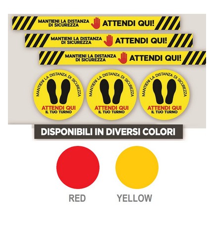 ADESIVI SEGNALETICA DA PAVIMENTO PER DISTANZA DI SICUREZZA Tondo Red Diam. 30 cm