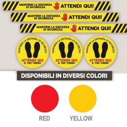 ADESIVI SEGNALETICA DA PAVIMENTO PER DISTANZA DI SICUREZZA Tondo Yellow Diam. 30 cm