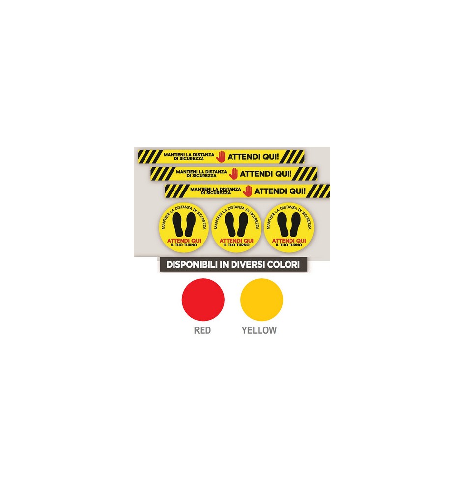 ADESIVI SEGNALETICA DA PAVIMENTO PER DISTANZA DI SICUREZZA Tondo Yellow Diam. 30 cm