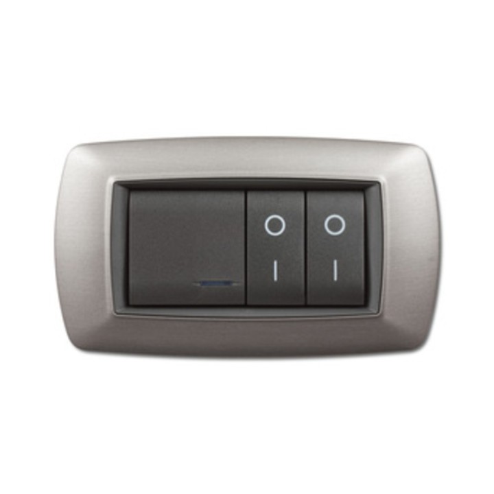 PLACCA LIFE LIVING PLAST ACCIAIO SATINATO 4P