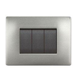 PLACCA LIFE Q LIVING PLAST ACCIAIO SATINATO 3P