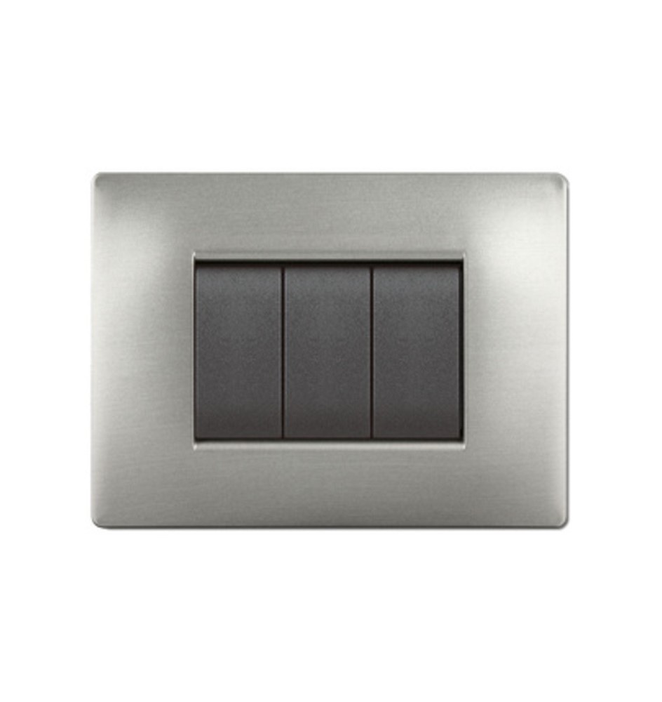PLACCA LIFE Q LIVING PLAST ACCIAIO SATINATO 4P